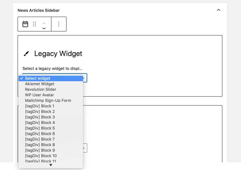 Legacy widget config screen