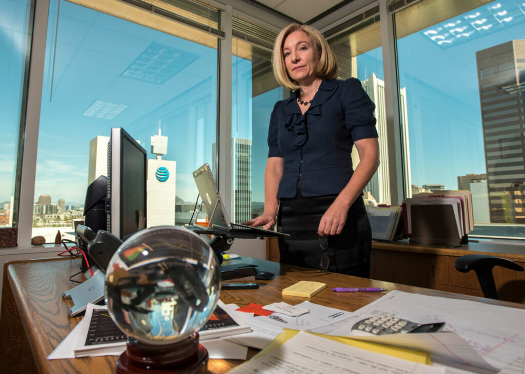 As Colorado River supplies dwindle, Kathryn Sorensen, director of Phoenix Water Services, is racing to find new ways to conserve and store water for the sprawling city of 1.6 million people. PHOTO BY TED WOOD