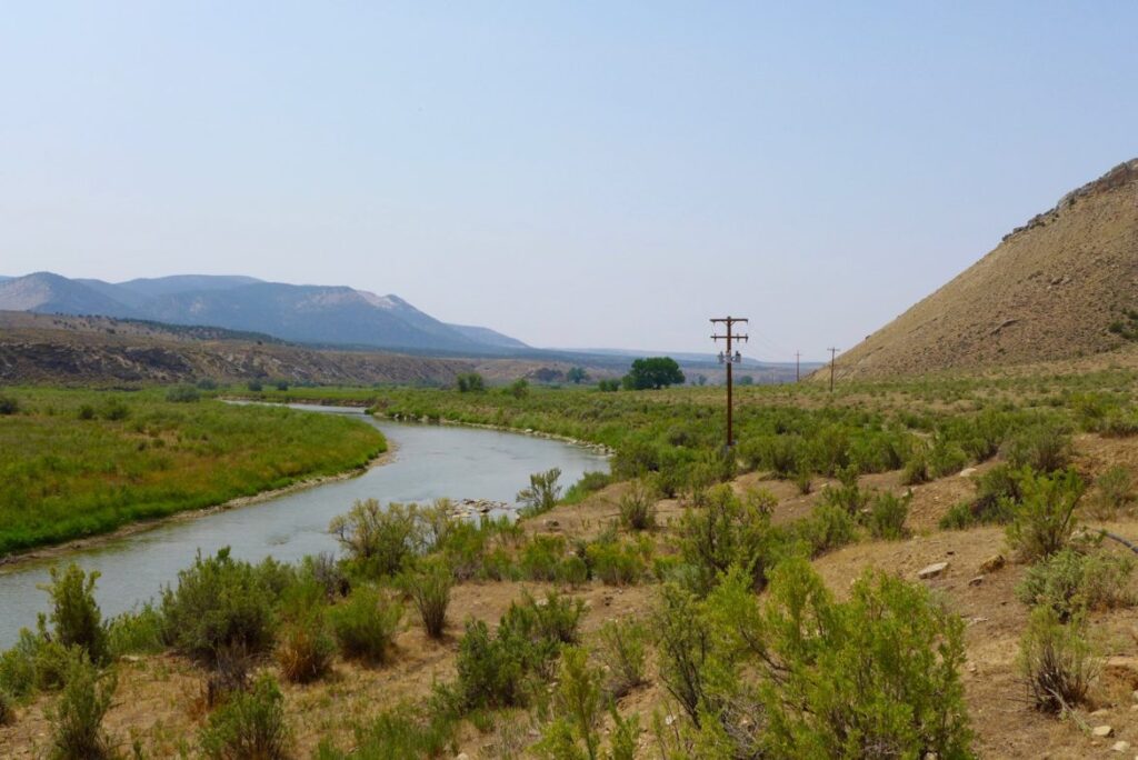 A view looking downstream of the White River in the approximate location of the potential White River dam and reservoir.