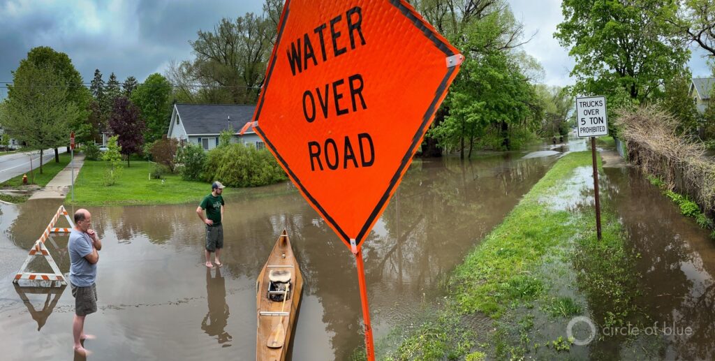 Severe floods swept through Traverse City, Michigan, on May 28, 2020. The flooding was worsened by saturated ground and historically high water levels in nearby Lake Michigan. Photo © J. Carl Ganter/Circle of Blue