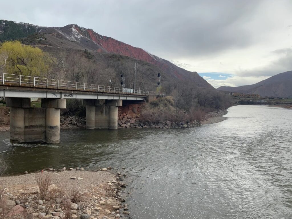 The Roaring Fork River joins with the Colorado River in downtown Glenwood Springs photo