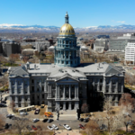 An aerial view of the Colorado State Capitol photo