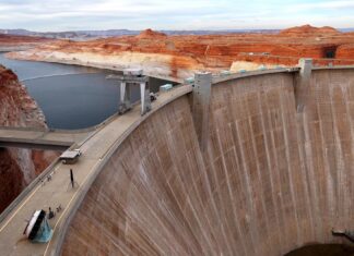 A view of the Glen Canyon Dam at Lake Powell photo