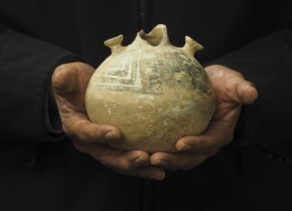 pot that was used to hold water by the Anasazi People photo