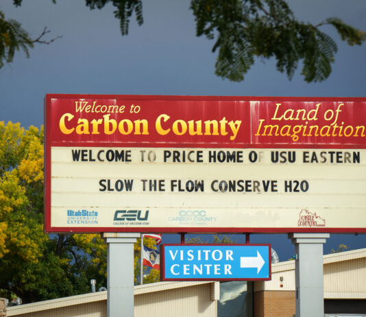 Utah has county-by-county water goals. Which ones are hitting them? A welcome sign in Price reminds residents to save water, Sept. 30, 2025. Consistent messaging is likely one of the reasons Carbon County has become a leading county for conservation in Utah.