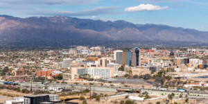 Once a ribbon of life flowing north from Mexico, the Santa Cruz River is now largely dry as it runs through Tucson, Arizona. ©Ted Wood Usage rights are granted for editorial and nonprofit purposes only. No commercial or re-sale rights are granted without permission of the photographer.