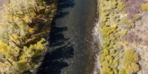 Aerial view of the Colorado River, near Parshall, Colorado in September 2020. Photo by Mitch Tobin, The Water Desk.