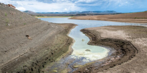 Blue Mesa Reservoir is the largest storage facility in Colorado in the Upper Colorado River system. Prolonged drought and downriver demand is shrinking the reservoir. On this day the water elevation was 7,457 feet.