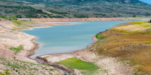 Blue Mesa Reservoir is the largest storage facility in Colorado in the Upper Colorado River system. Prolonged drought and downriver demand is shrinking the reservoir. On this day the water elevation was 7,457 feet.