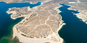Flaming Gorge Reservoir stores water from the Green River in Wyoming, and is shared by Wyoming and Utah.