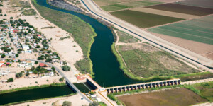 The remaining natural flow of the Colorado River is diverted in Mexico at the Morelos Dam. The historic channel below the dam is dry. ©Ted Wood Usage rights are granted for editorial and nonprofit purposes only. No commercial or re-sale rights are granted without permission of the photographer. Full use and licensing information: https://waterdesk.org/multimedia/license