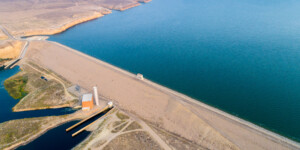 The Fontenelle Reservoir stores water from the Green River in southwestern Wyoming, above the Flaming Gorge reservoir.