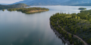 Dillon Reservoir supplies water to Denver and releases water into the Blue River which feeds into the Colorado River.