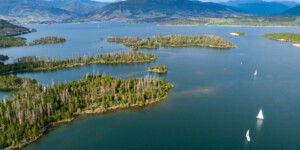 Dillon Reservoir supplies water to Denver and releases water into the Blue River which feeds into the Colorado River.