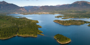 Dillon Reservoir supplies water to Denver and releases water into the Blue River which feeds into the Colorado River.