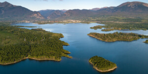 Dillon Reservoir supplies water to Denver and releases water into the Blue River which feeds into the Colorado River.
