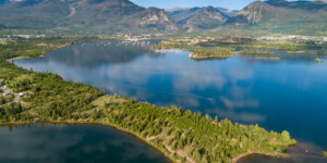 Dillon Reservoir supplies water to Denver and releases water into the Blue River which feeds into the Colorado River.