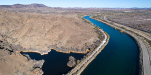 The All American Canal, the largest diversion on the Colorado River, passes through Winterhaven, CA on its way to the Imperial Valley.