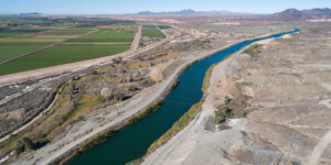 The All American Canal, the largest diversion on the Colorado River, passes through Winterhaven, CA on its way to the Imperial Valley.