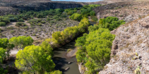 The Gila River flows throught the Gila Box Riparian National Conservation Area, east of Safford, AZ.