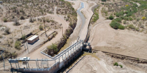 The Florence Diversion Dam was built in 1922 to provide Gila River water to the Gila River Indian Reservation. Today the Gila River is almost dry coming into the diversion, but tribe has senior rights to the remaining water.