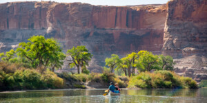 Canoeing Labyrinth Canyon of the Green River, between Green River and Canyonlands National Park.