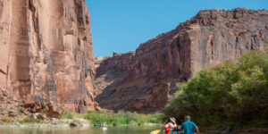Canoeing Labyrinth Canyon of the Green River, between Green River and Canyonlands National Park.