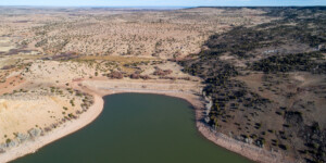 Lyman Lake, AZ, stores water from the Little Colorado River near its headwaters for use by downstream farmers and the Zuni Tribe. In 2021, the lake is 30 ft. below full.