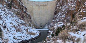 Morrow Point Dam and the Gunnison River on Colorado's Western Slope on December 25, 2020. ©Mitch Tobin Usage rights are granted for editorial and nonprofit purposes only. No commercial or re-sale rights are granted without permission of the photographer.
