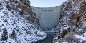 Morrow Point Dam and the Gunnison River on Colorado's Western Slope on December 25, 2020. ©Mitch Tobin Usage rights are granted for editorial and nonprofit purposes only. No commercial or re-sale rights are granted without permission of the photographer.