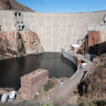 Roosevelt Dam, AZ, impounds water from the Salt River in Roosevelt Lake for use in the Phoenix area.
