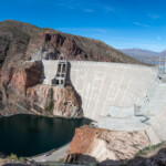 Roosevelt Dam, AZ, impounds water from the Salt River in Roosevelt Lake for use in the Phoenix area.