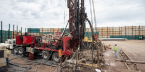 The water well being drilled in the Desert Ridge neighborhood of North Phoenix is 1,540 ft. deep.  It’s an aquifer storage and recovery well. It can store water and pull water back out, 3,000 gallons per minute.  It can support about 10,000 homes.  It will be 2 years before they pump water.  In times of excess water, Phoenix water can pump water into the aquifer for storage and pull water out when they need the water.  All North Phoenix neighborhoods are served by the CAP canal.
The purpose of the Program is to ensure adequate access to groundwater during future surface water restrictions, meet peak and future demands, manage system outages, and provide operational flexibility. Phase 1 of the Program includes the drilling and equipping of 10 wells, 7 aquifer storage and recovery wells and 3 water production wells.   All the wells serve areas currently being served by the CAP canal.