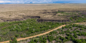 Drone-captured view of the Rio Grande near Fort Craig, New Mexico, on August 22, 2022. ©Mitch Tobin Usage rights are granted for editorial and nonprofit purposes only. No commercial or re-sale rights are granted without permission of the photographer. https://waterdesk.org/multimedia/license