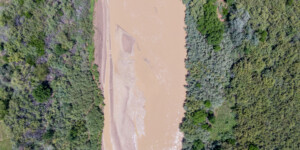 Drone-captured view of the Rio Grande near San Antonio, New Mexico, on August 23, 2022. ©Mitch Tobin Usage rights are granted for editorial and nonprofit purposes only. No commercial or re-sale rights are granted without permission of the photographer. https://waterdesk.org/multimedia/license