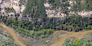 Aerial view of the Dolores River near Dolores, Colorado. Photo taken on May 26, 2023. Thanks to lighthawk.org for the aerial support. ©Mitch Tobin Usage rights are granted for editorial and nonprofit purposes only. No commercial or re-sale rights are granted without permission of the photographer. https://waterdesk.org/multimedia/license/