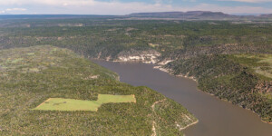 Aerial view of McPhee Reservoir near Dolores, Colorado. Photo taken on May 26, 2023. Thanks to lighthawk.org for the aerial support. ©Mitch Tobin Usage rights are granted for editorial and nonprofit purposes only. No commercial or re-sale rights are granted without permission of the photographer. https://waterdesk.org/multimedia/license/