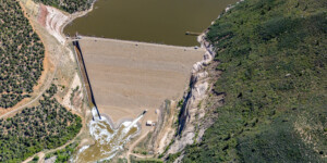 Aerial view of McPhee Dam near Dolores, Colorado. Photo taken on May 26, 2023. Thanks to lighthawk.org for the aerial support. ©Mitch Tobin Usage rights are granted for editorial and nonprofit purposes only. No commercial or re-sale rights are granted without permission of the photographer. https://waterdesk.org/multimedia/license/