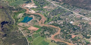 Aerial view of the Animas River near Durango, Colorado. Photo taken on May 26, 2023. Thanks to lighthawk.org for the aerial support. ©Mitch Tobin Usage rights are granted for editorial and nonprofit purposes only. No commercial or re-sale rights are granted without permission of the photographer. https://waterdesk.org/multimedia/license/