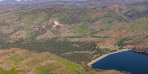 Aerial view of Vallecito Reservoir in southwest Colorado on May 23, 2024. Credit: Mitch Tobin/The Water Desk with aerial support provided by LightHawk.©Mitch Tobin Usage rights are granted for editorial and nonprofit purposes only. No commercial or re-sale rights are granted without permission of the photographer. https://waterdesk.org/multimedia/license/