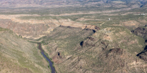Aerial view of the Rio Grande in New Mexico upstream of Cochiti Dam on June 25, 2024. Aerial support provided by LightHawk. ©Mitch Tobin Usage rights are granted for editorial and nonprofit purposes only. No commercial or re-sale rights are granted without permission of the photographer. https://waterdesk.org/multimedia/