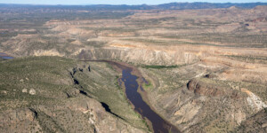 Aerial view of the Rio Grande in New Mexico upstream of Cochiti Dam on June 25, 2024. Aerial support provided by LightHawk. ©Mitch Tobin Usage rights are granted for editorial and nonprofit purposes only. No commercial or re-sale rights are granted without permission of the photographer. https://waterdesk.org/multimedia/