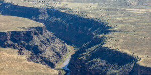 Aerial view of the Rio Grande Gorge near Taos, N.M., on June 25, 2024. Aerial support provided by LightHawk. ©Mitch Tobin Usage rights are granted for editorial and nonprofit purposes only. No commercial or re-sale rights are granted without permission of the photographer. https://waterdesk.org/multimedia/