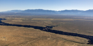Aerial view of the Rio Grande Gorge near Taos, N.M., on June 25, 2024. Aerial support provided by LightHawk. ©Mitch Tobin Usage rights are granted for editorial and nonprofit purposes only. No commercial or re-sale rights are granted without permission of the photographer. https://waterdesk.org/multimedia/