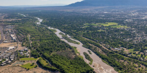 Aerial view of the Rio Grande, near Albuquerque, New Mexico, on June 25, 2024. Aerial support provided by LightHawk. ©Mitch Tobin Usage rights are granted for editorial and nonprofit purposes only. No commercial or re-sale rights are granted without permission of the photographer. https://waterdesk.org/multimedia/