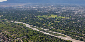 Aerial view of the Rio Grande, near Albuquerque, New Mexico, on June 25, 2024. Aerial support provided by LightHawk. ©Mitch Tobin Usage rights are granted for editorial and nonprofit purposes only. No commercial or re-sale rights are granted without permission of the photographer. https://waterdesk.org/multimedia/