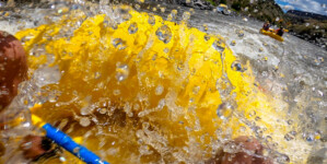 Frame from GoPro video of whitewater rafting in the Taos Box section of the Rio Grande in northern New Mexico. Video by Mitch Tobin/The Water Desk.