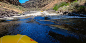 Frame from GoPro video of whitewater rafting in the Taos Box section of the Rio Grande in northern New Mexico. Video by Mitch Tobin/The Water Desk.