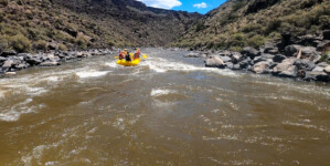 Frame from GoPro video of whitewater rafting in the Taos Box section of the Rio Grande in northern New Mexico. Video by Mitch Tobin/The Water Desk.