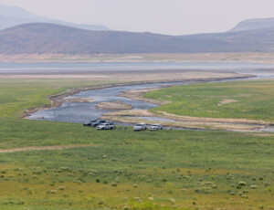 Low water levels at Colorado's Blue Mesa Reservoir on July 1, 2026. ©Mitch Tobin Usage rights are granted for editorial and nonprofit purposes only. No commercial or re-sale rights are granted without permission of the photographer.